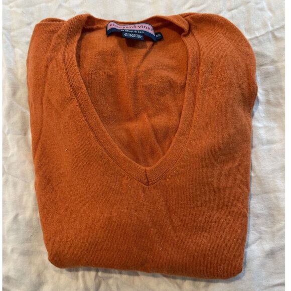 Vineyard Vines Cashmere & Merino Wool Sweater in Orange - Womens XS - Picture 1 of 5